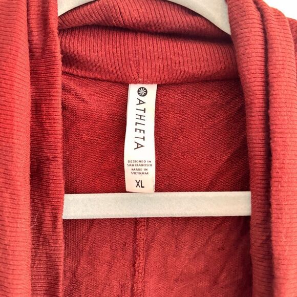Athleta Pranayama Wrap Modal Cardigan Open Front Sweater Burnt Orange XL - Picture 2 of 4